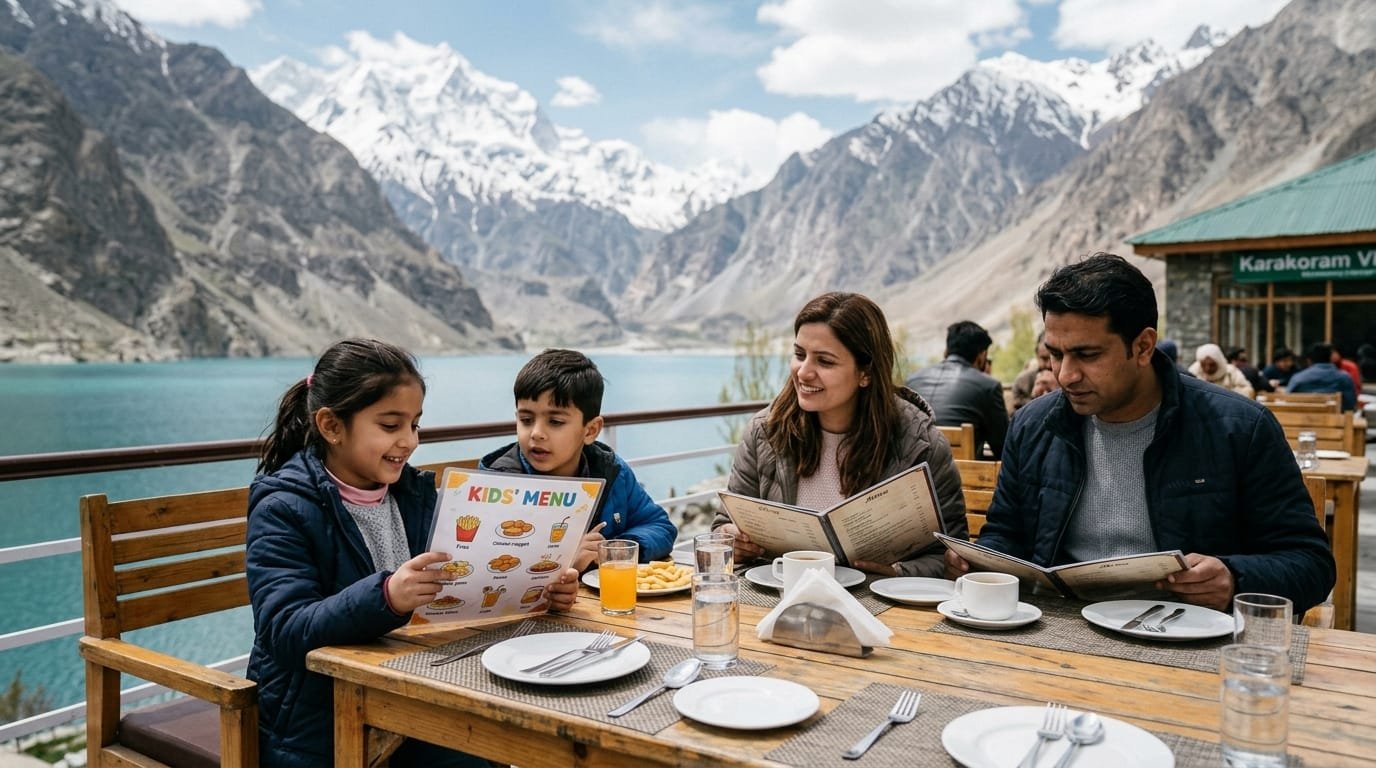Kid-friendly resort Skardu family suite with mountain views