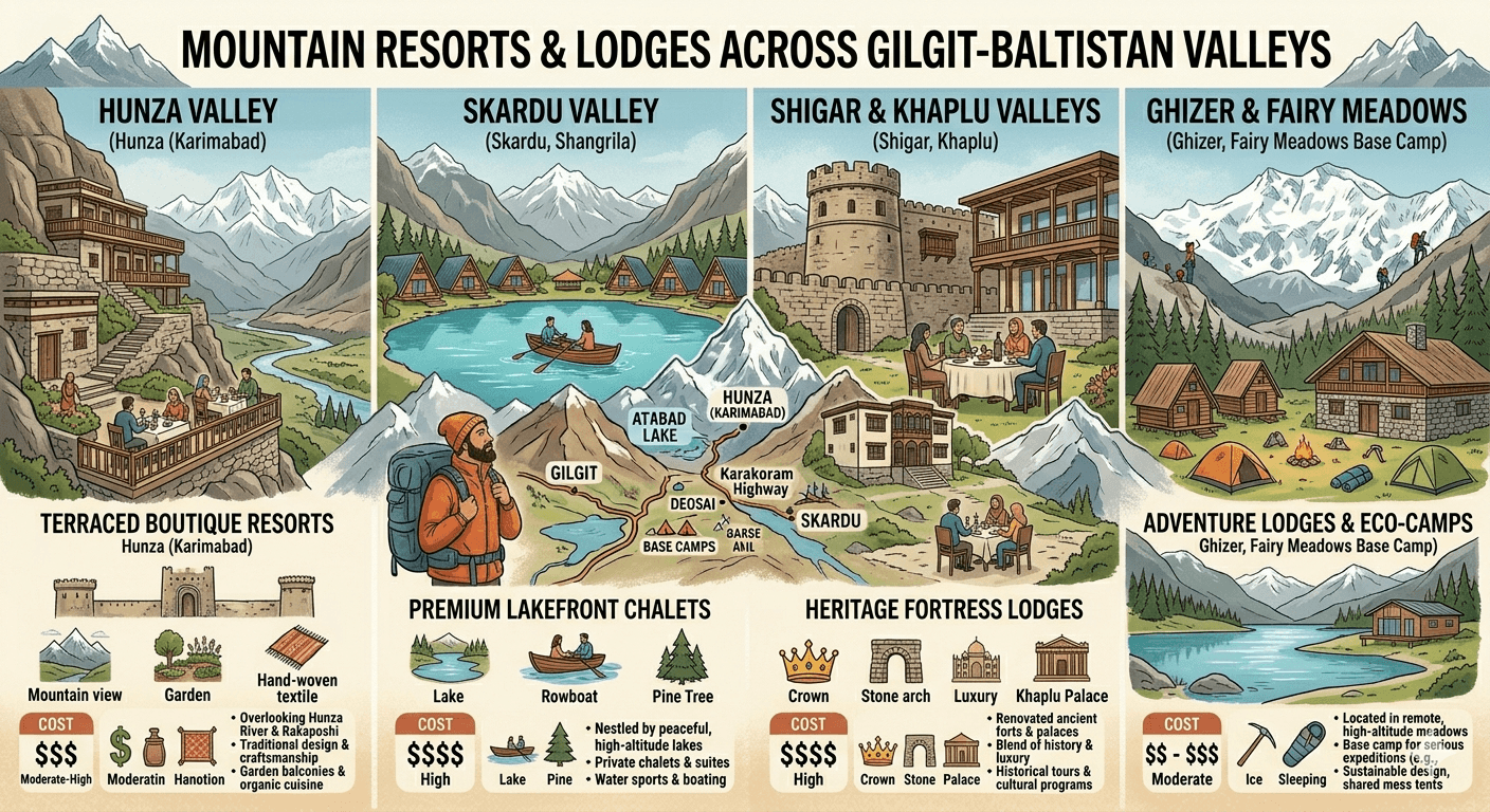 Mountain resorts Pakistan across different Gilgit-Baltistan valleys