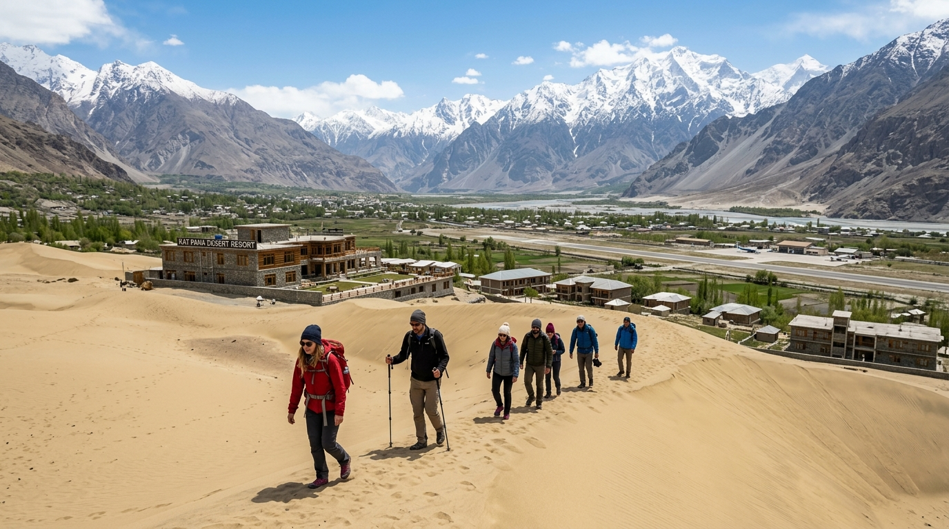 Travelers exploring the nearby Katpana Cold Desert - hotels near Skardu Airport